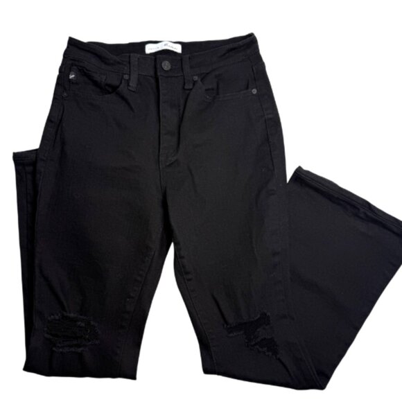 Kancan Flare Jeans High Rise Distressed Black Size 27 Petite - Picture 5 of 12